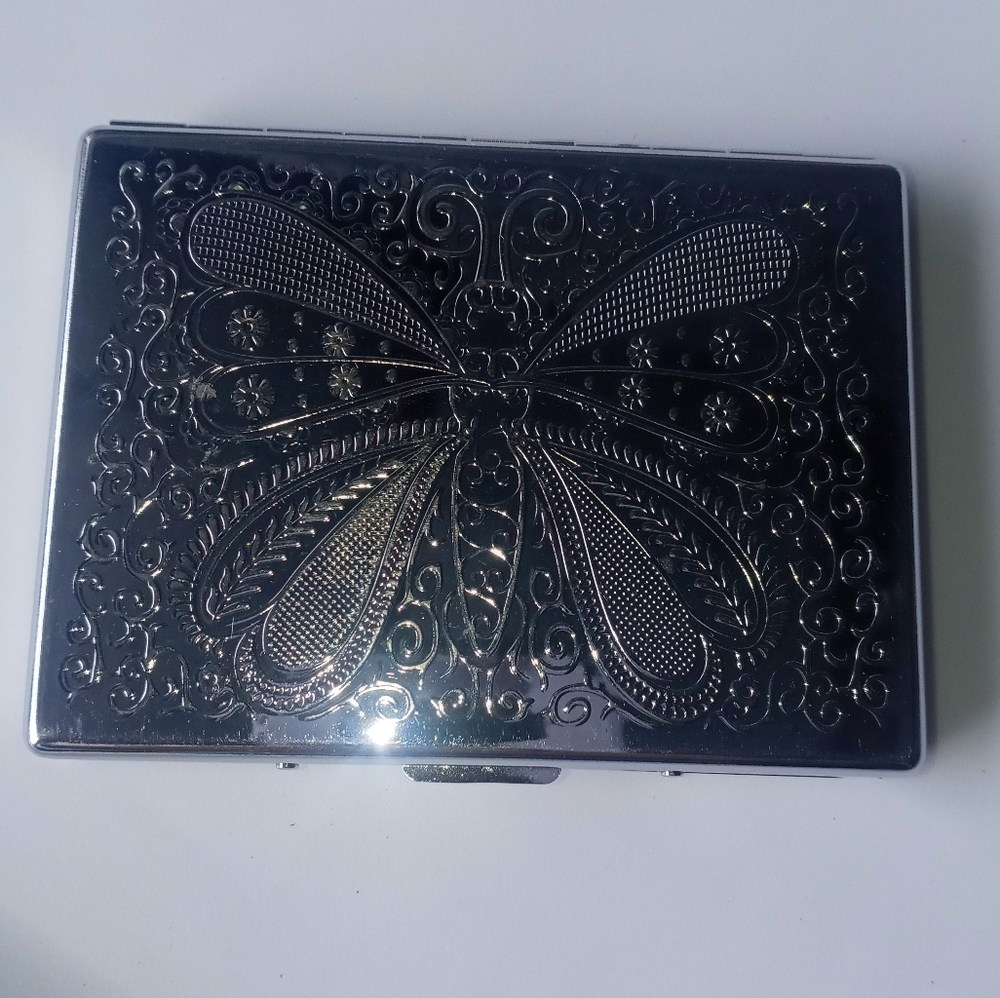 Silver business card holder